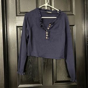 Cropped navy blue sweater